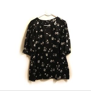 Alfani floral black blouse top